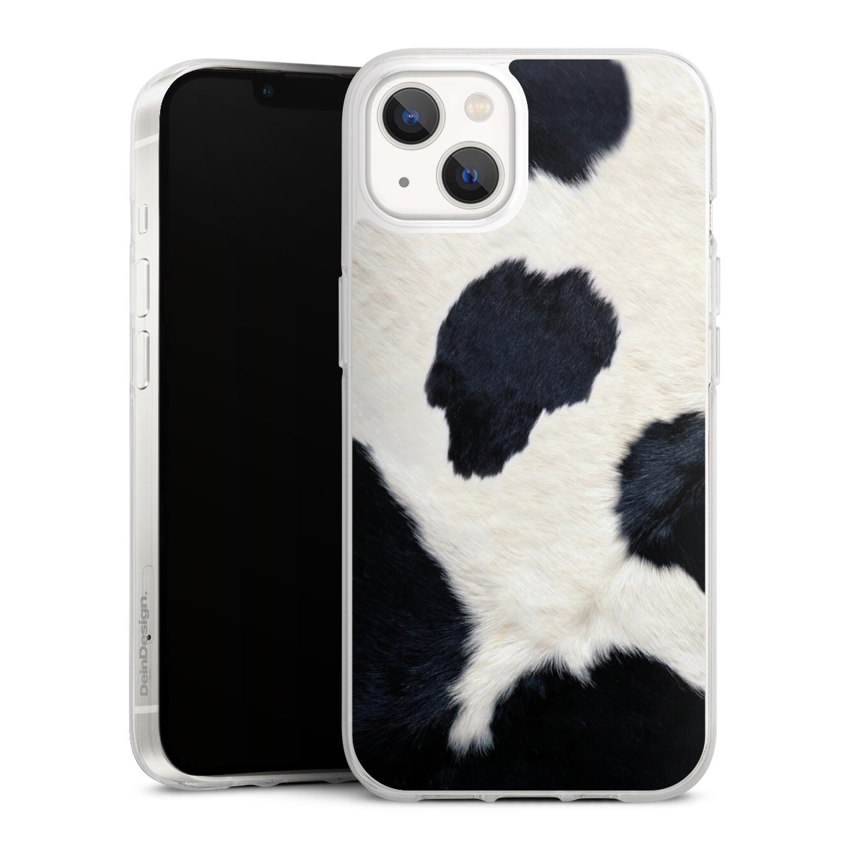 iPhone 13 Handy Silikon Hülle Case transparent Handyhülle Animal Look Animal Print Cow Skin Silikon Case