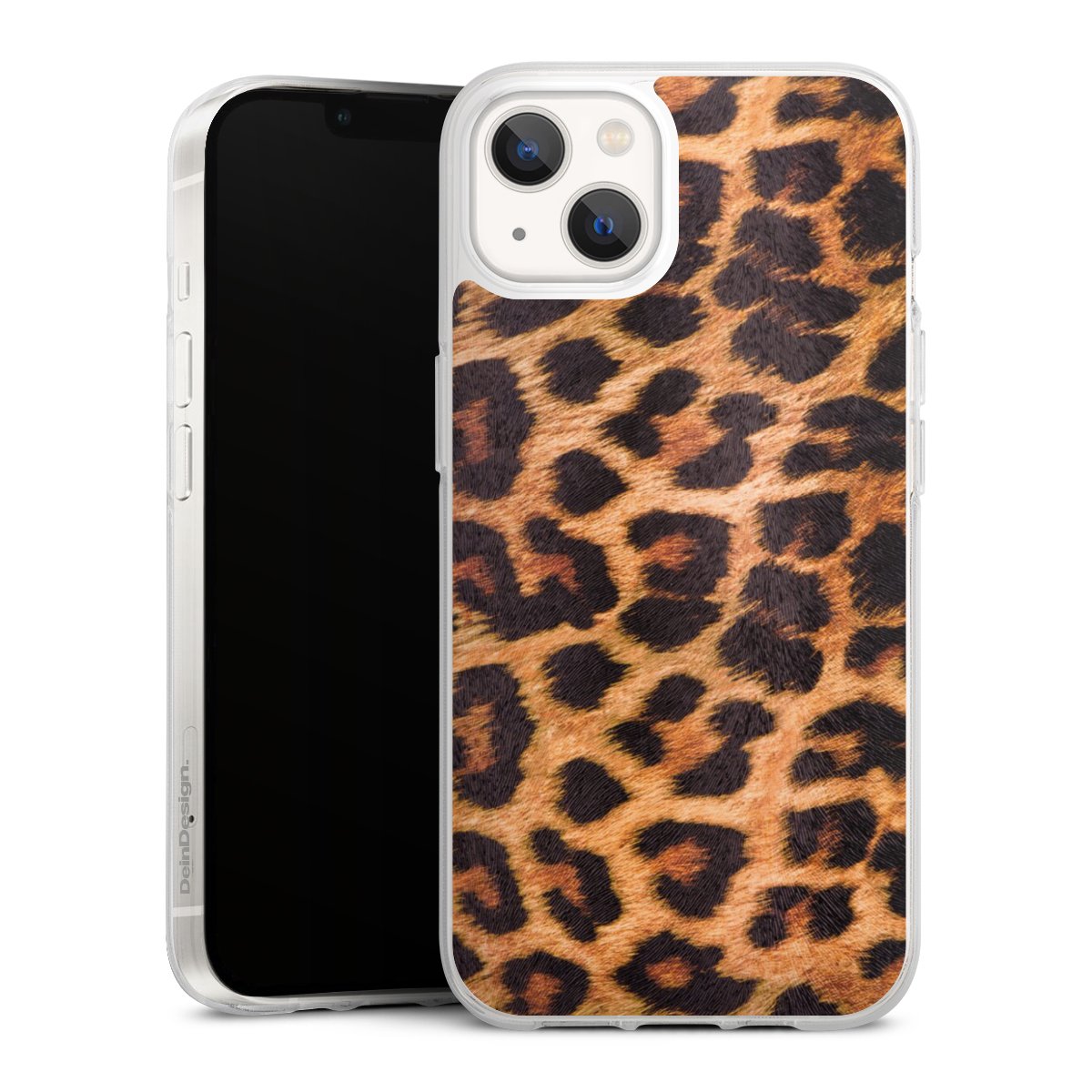 iPhone 13 Handy Silikon Hülle Case transparent Handyhülle Animal Print Leopard Fur Silikon Case