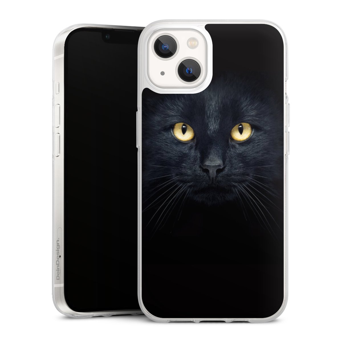 iPhone 13 Handy Silikon Hülle Case transparent Handyhülle Eye Cat Black Silikon Case