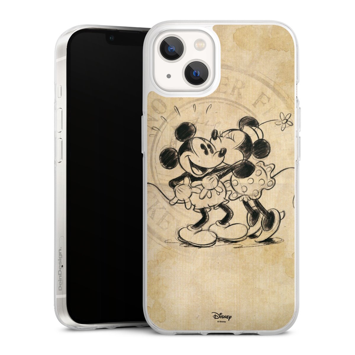 iPhone 13 Handy Silikon Hülle Case transparent Handyhülle Mickey Mouse Vintage Minnie Mouse Silikon Case