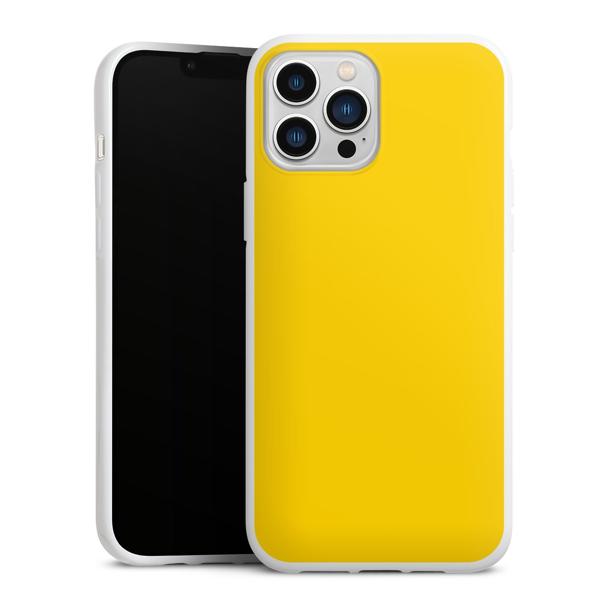 iPhone 13 Pro Max Handy Silikon Hülle Case weiß Handyhülle Yellow Unicoloured Colour Silikon Case