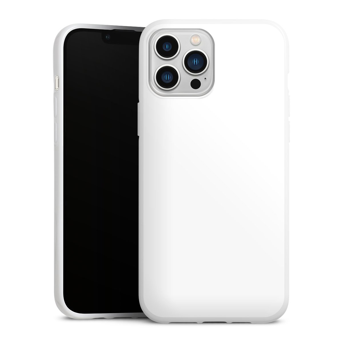 iPhone 13 Pro Max Handy Silikon Hülle Case weiß Handyhülle Unicoloured Colour White Silikon Case