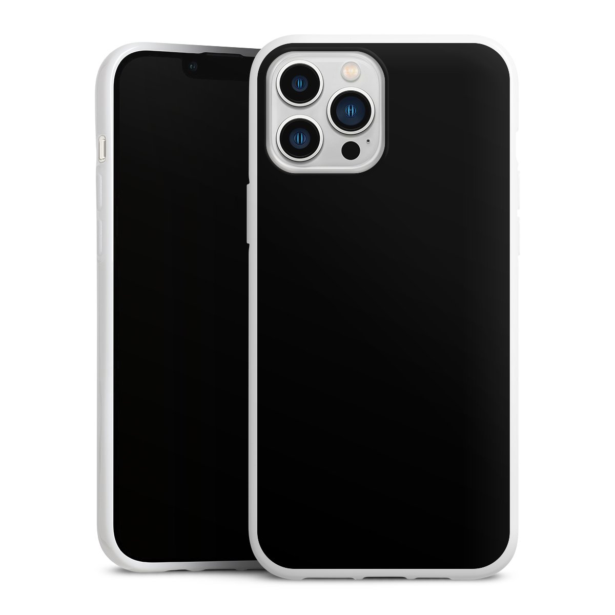 iPhone 13 Pro Max Handy Silikon Hülle Case weiß Handyhülle Black Colour Unicoloured Silikon Case