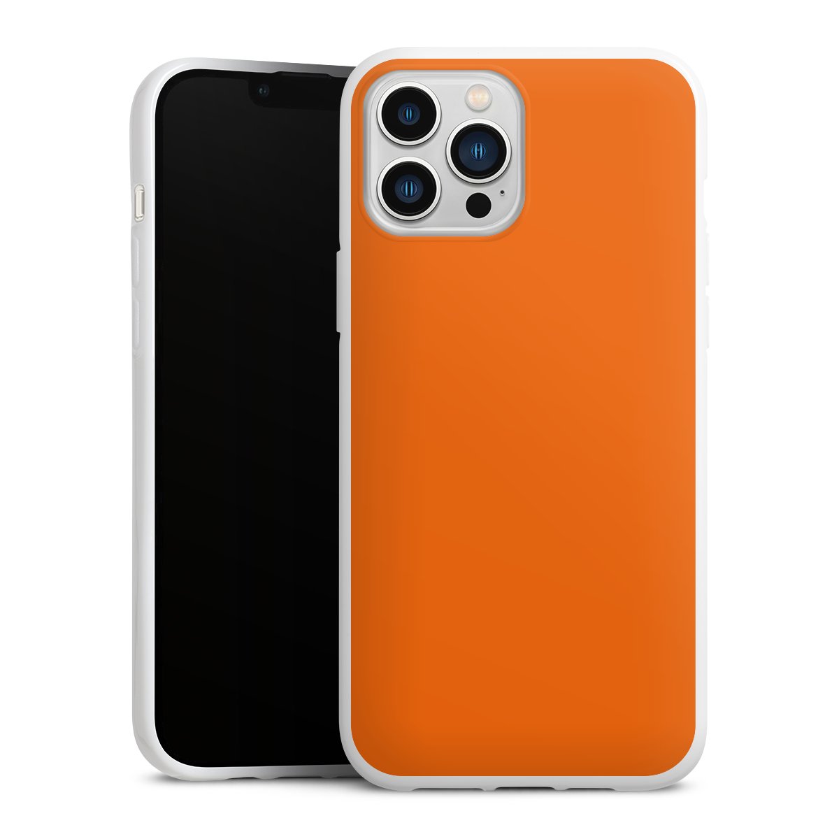 iPhone 13 Pro Max Handy Silikon Hülle Case weiß Handyhülle Orange Colour Unicoloured Silikon Case