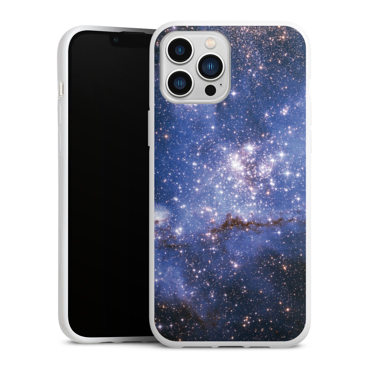 iPhone 13 Pro Max Handy Silikon Hülle Case weiß Handyhülle Weltall Galaxy Weltraum Silikon Case