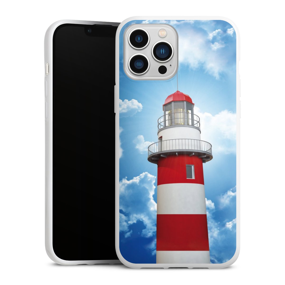 iPhone 13 Pro Max Handy Silikon Hülle Case weiß Handyhülle Lighthouse Sky Cloud Silikon Case