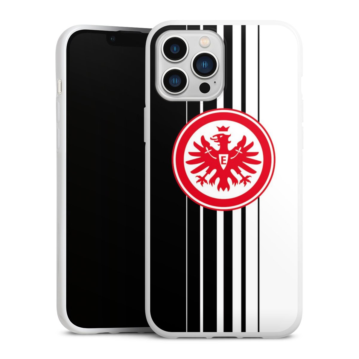 iPhone 13 Pro Max Handy Silikon Hülle Case weiß Handyhülle Stripes Eintracht Frankfurt Official Licensed Product Silikon Case