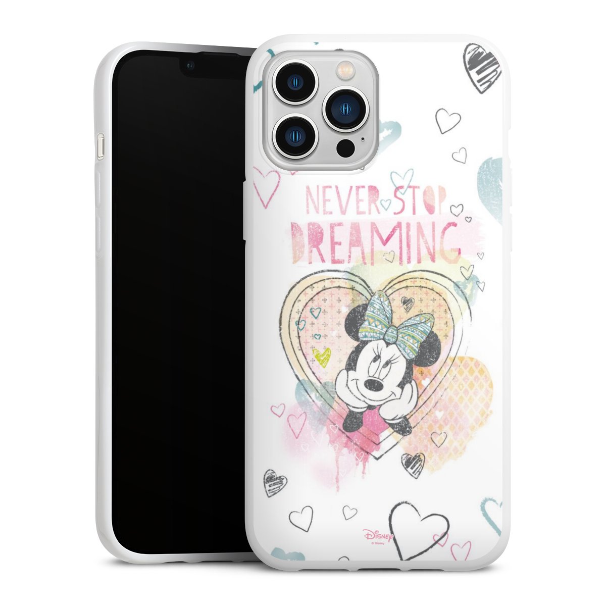 iPhone 13 Pro Max Handy Silikon Hülle Case weiß Handyhülle Disney Official Licensed Product Minnie Mouse Silikon Case