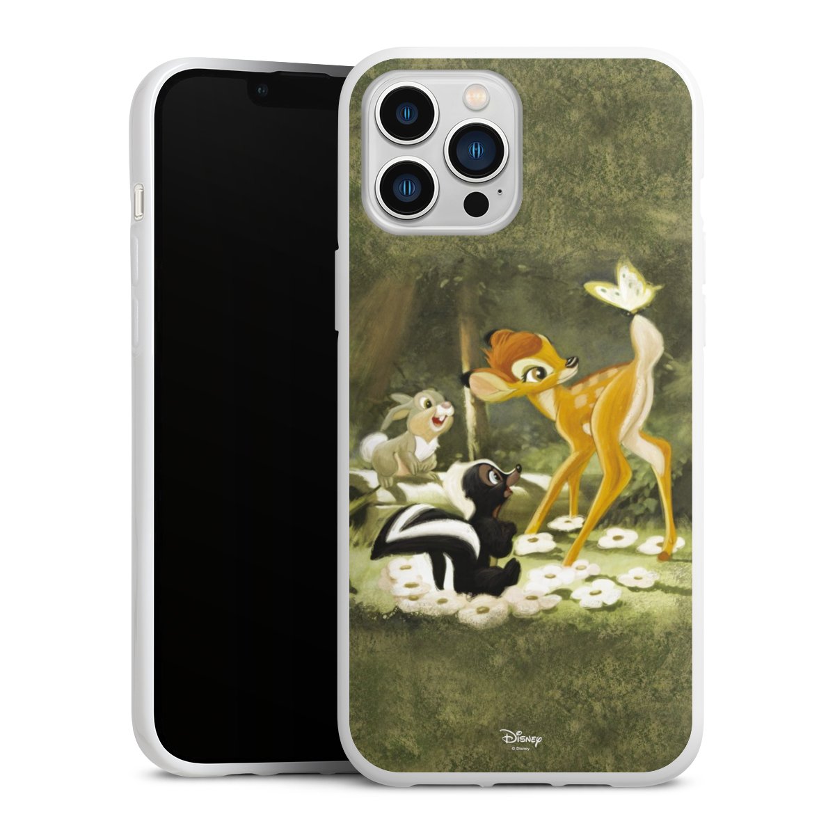 iPhone 13 Pro Max Handy Silikon Hülle Case weiß Handyhülle Disney Official Licensed Product Bambi Silikon Case