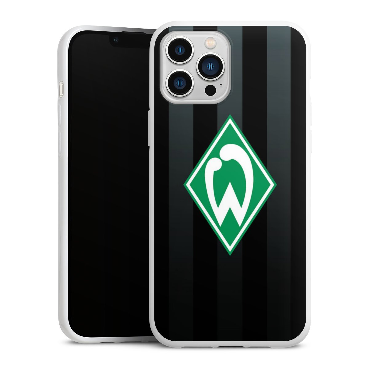 iPhone 13 Pro Max Handy Silikon Hülle Case weiß Handyhülle Stripes Sv Werder Bremen Official Licensed Product Silikon Case