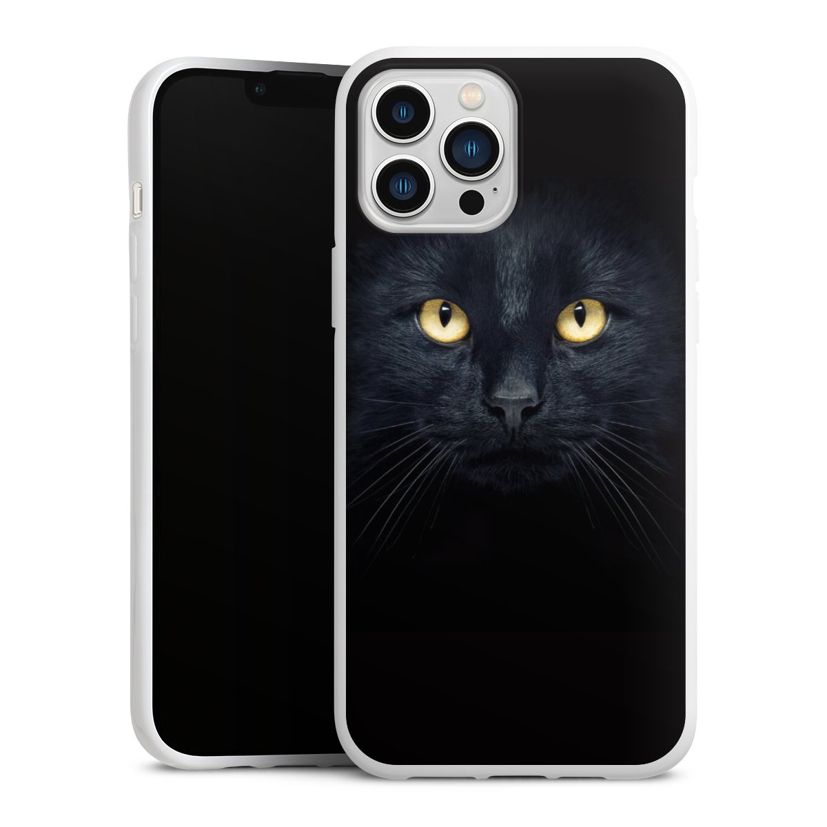 iPhone 13 Pro Max Handy Silikon Hülle Case weiß Handyhülle Eye Cat Black Silikon Case