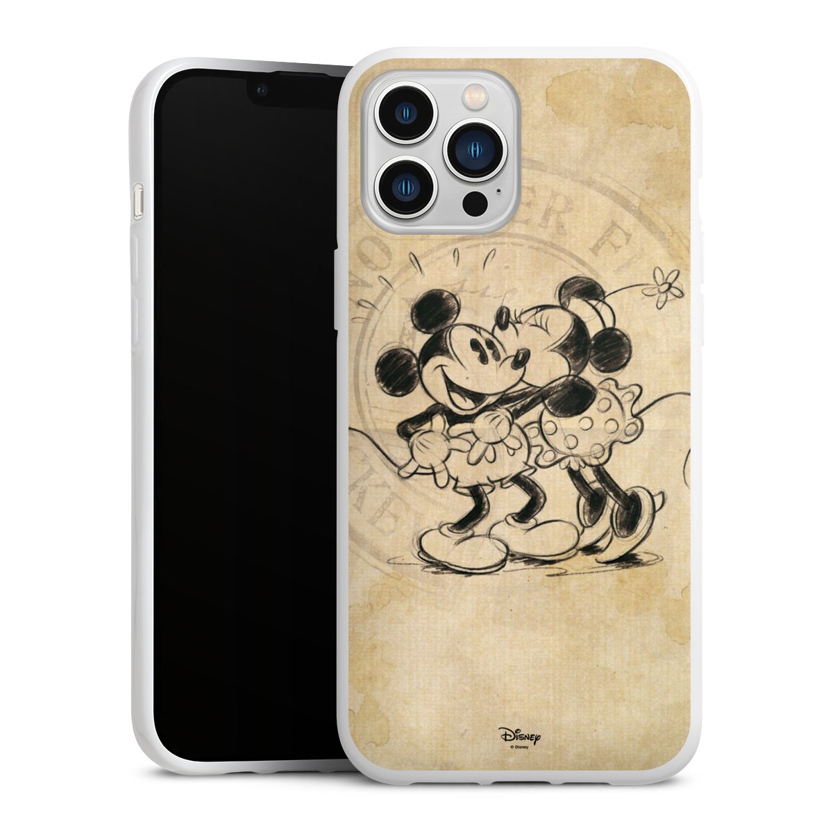 iPhone 13 Pro Max Handy Silikon Hülle Case weiß Handyhülle Mickey Mouse Vintage Minnie Mouse Silikon Case