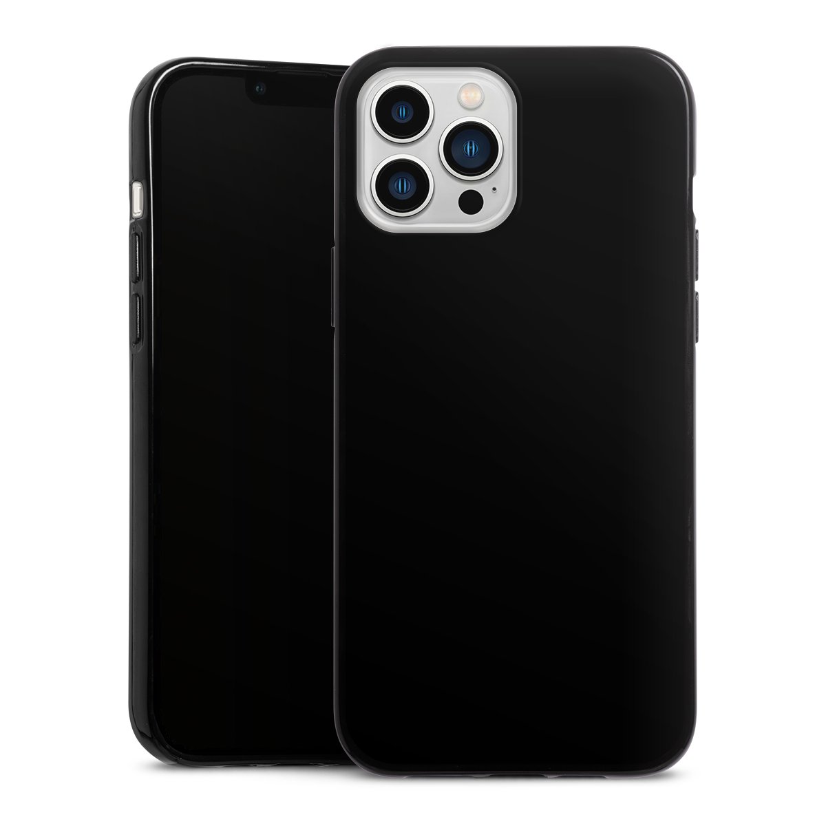 iPhone 13 Pro Max Handy Silikon Hülle Case schwarz Handyhülle Black Colour Unicoloured