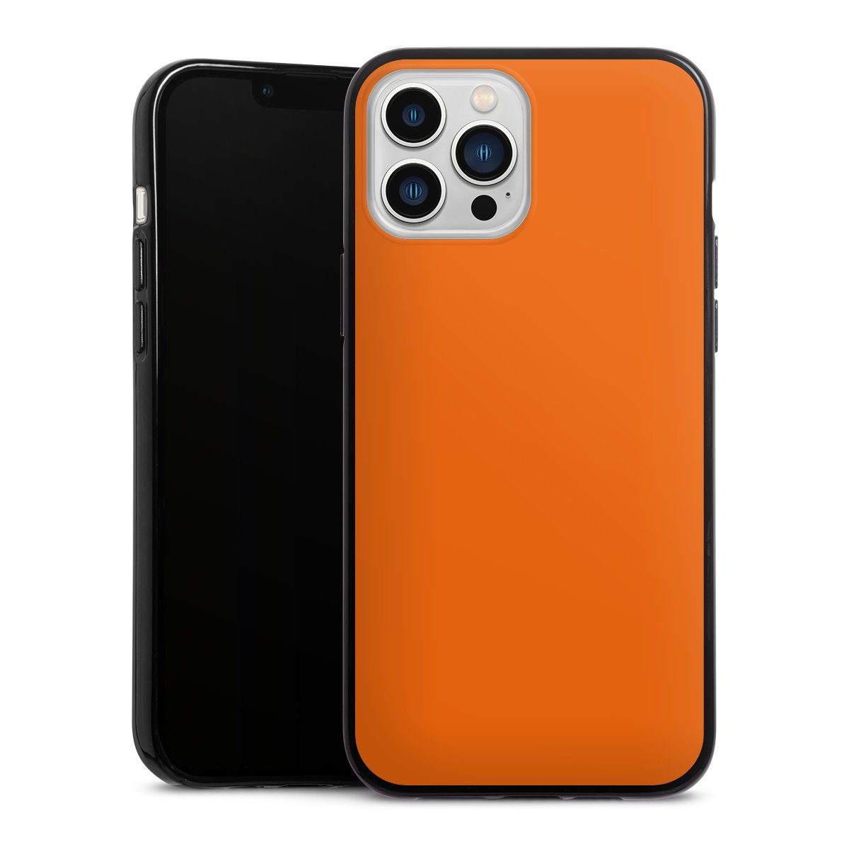 iPhone 13 Pro Max Handy Silikon Hülle Case schwarz Handyhülle Orange Colour Unicoloured