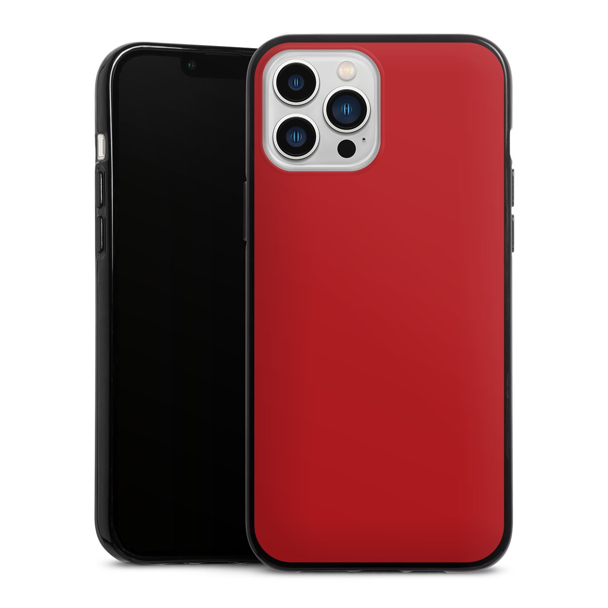 iPhone 13 Pro Max Handy Silikon Hülle Case schwarz Handyhülle Colour Unicoloured Red