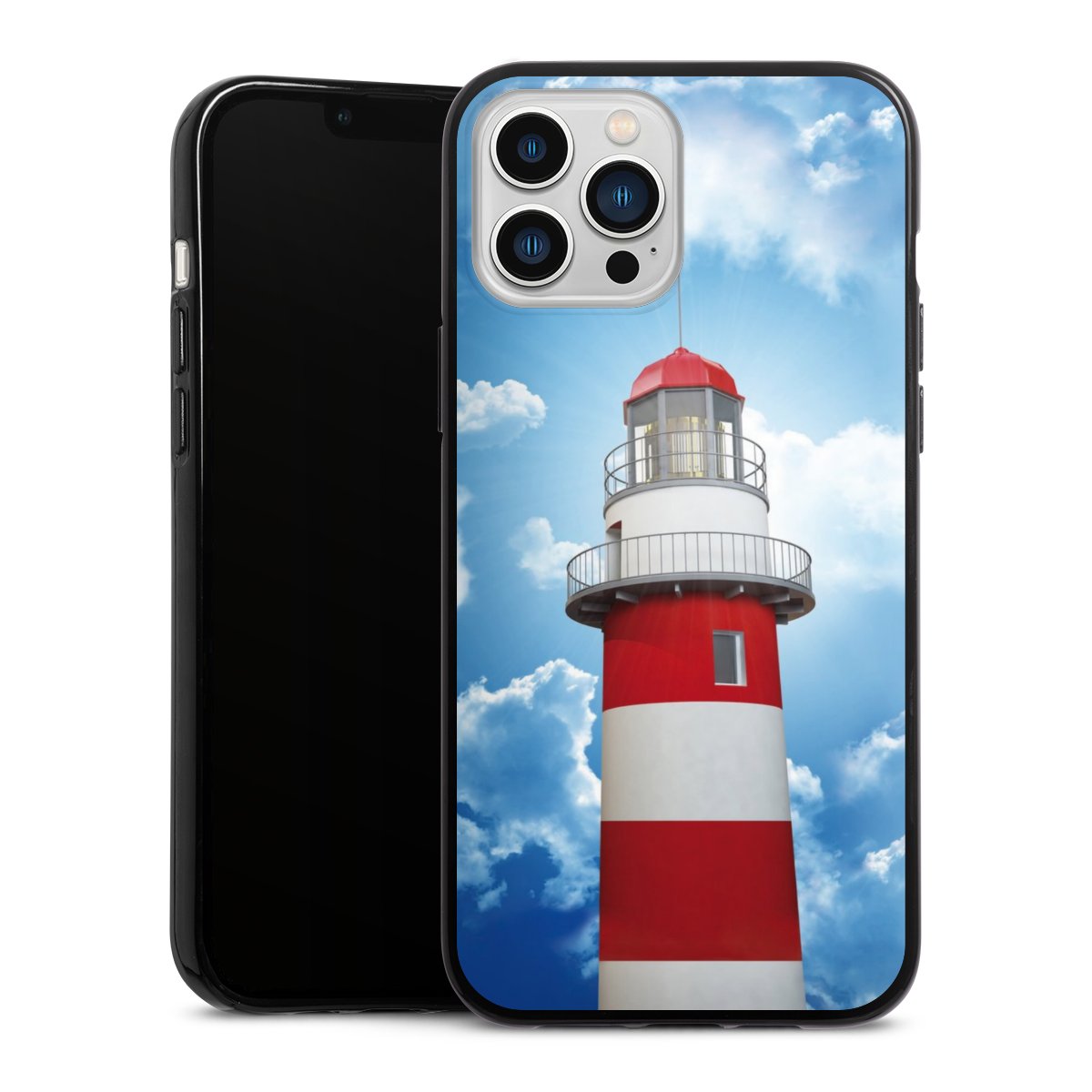 iPhone 13 Pro Max Handy Silikon Hülle Case schwarz Handyhülle Lighthouse Sky Cloud