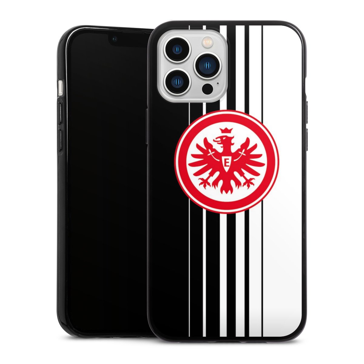 iPhone 13 Pro Max Handy Silikon Hülle Case schwarz Handyhülle Stripes Eintracht Frankfurt Official Licensed Product