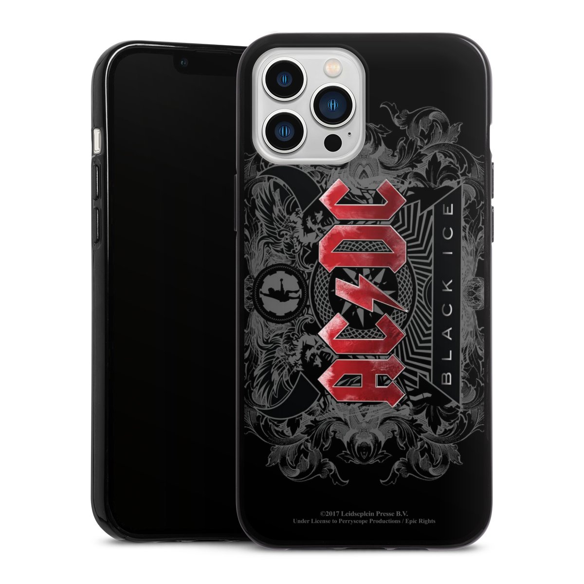 iPhone 13 Pro Max Handy Silikon Hülle Case schwarz Handyhülle Merchandise Black Ice Acdc