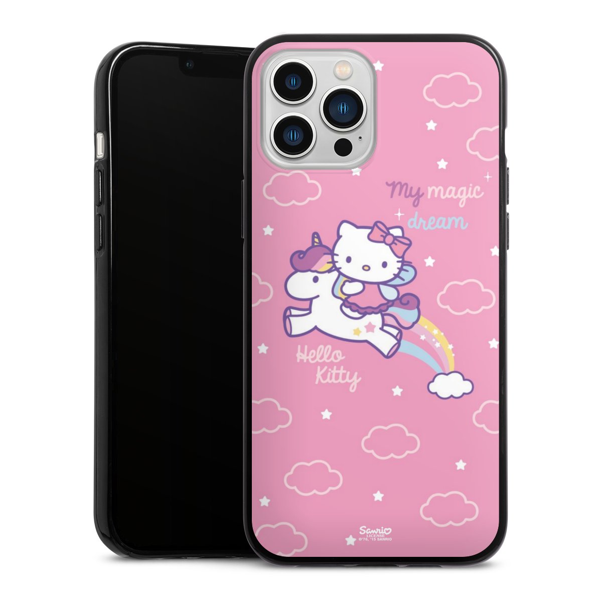 iPhone 13 Pro Max Handy Silikon Hülle Case schwarz Handyhülle Einhorn Official Licensed Product Hello Kitty