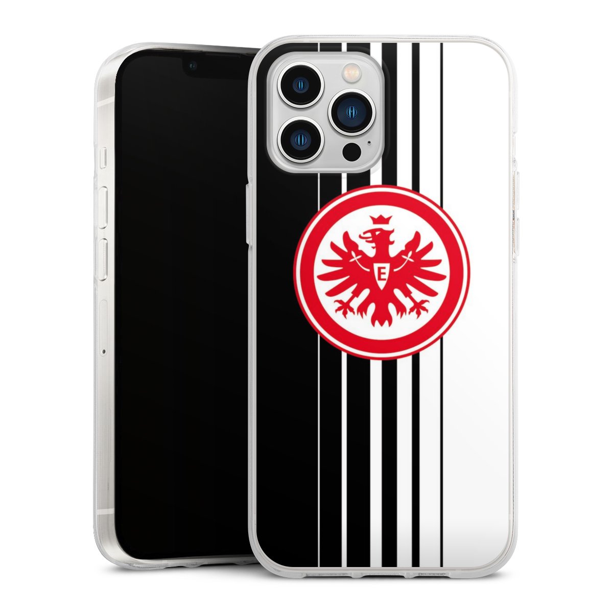 iPhone 13 Pro Max Handy Silikon Hülle Case transparent Handyhülle Stripes Eintracht Frankfurt Official Licensed Product Silikon Case