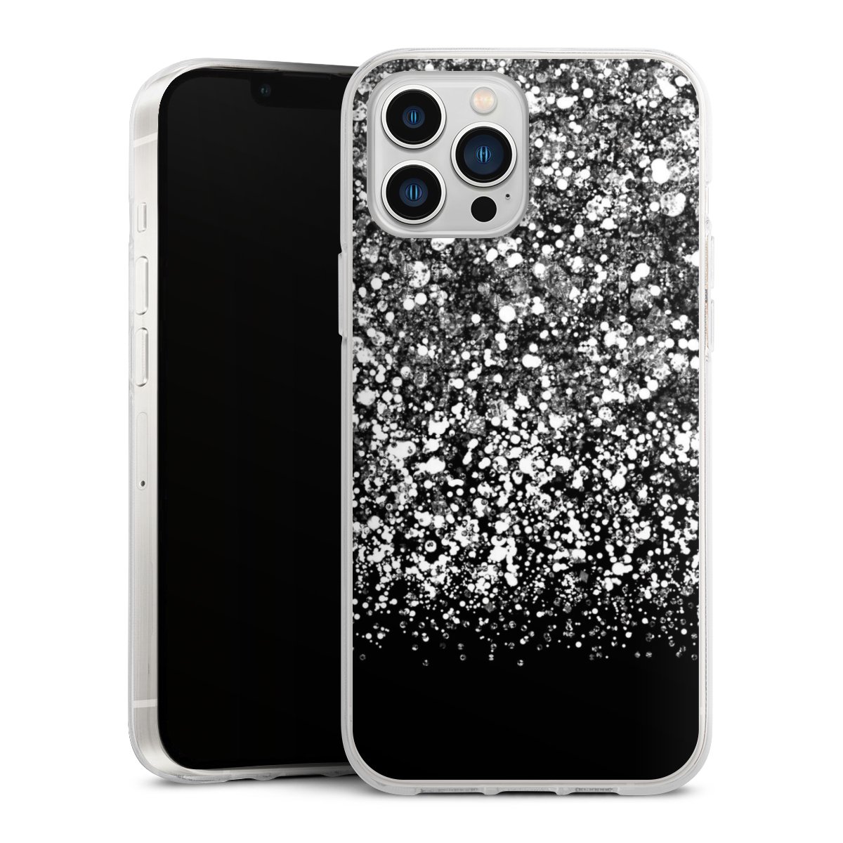 iPhone 13 Pro Max Handy Silikon Hülle Case transparent Handyhülle Glitzer Snowflake Muster Silikon Case