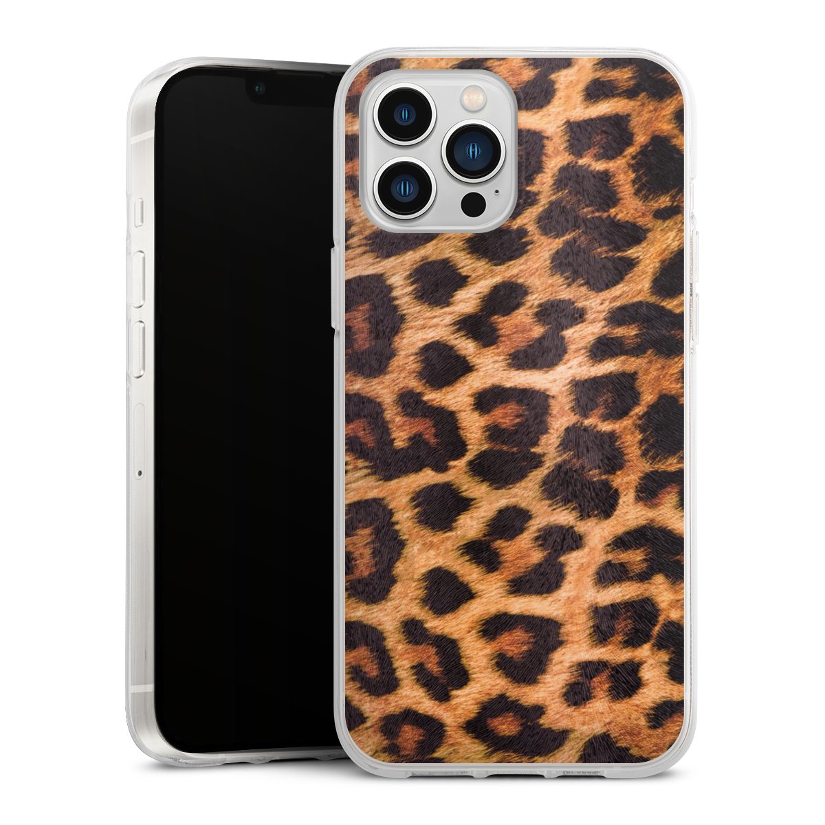 iPhone 13 Pro Max Handy Silikon Hülle Case transparent Handyhülle Animal Print Leopard Fur Silikon Case