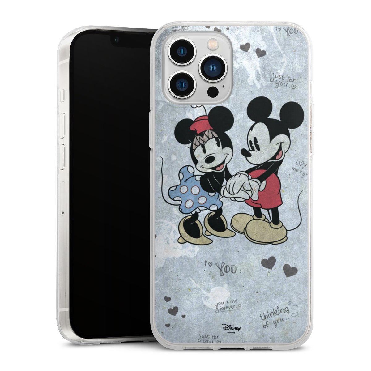 iPhone 13 Pro Max Handy Silikon Hülle Case transparent Handyhülle Mickey & Minnie Mouse Vintage Disney Silikon Case