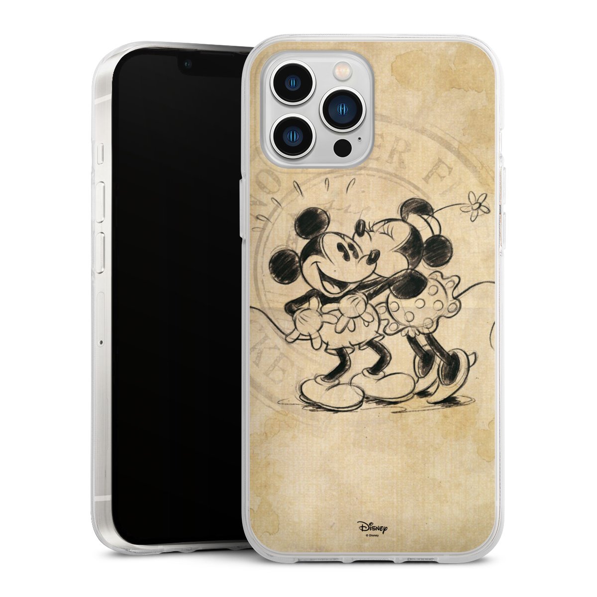 iPhone 13 Pro Max Handy Silikon Hülle Case transparent Handyhülle Mickey Mouse Vintage Minnie Mouse Silikon Case