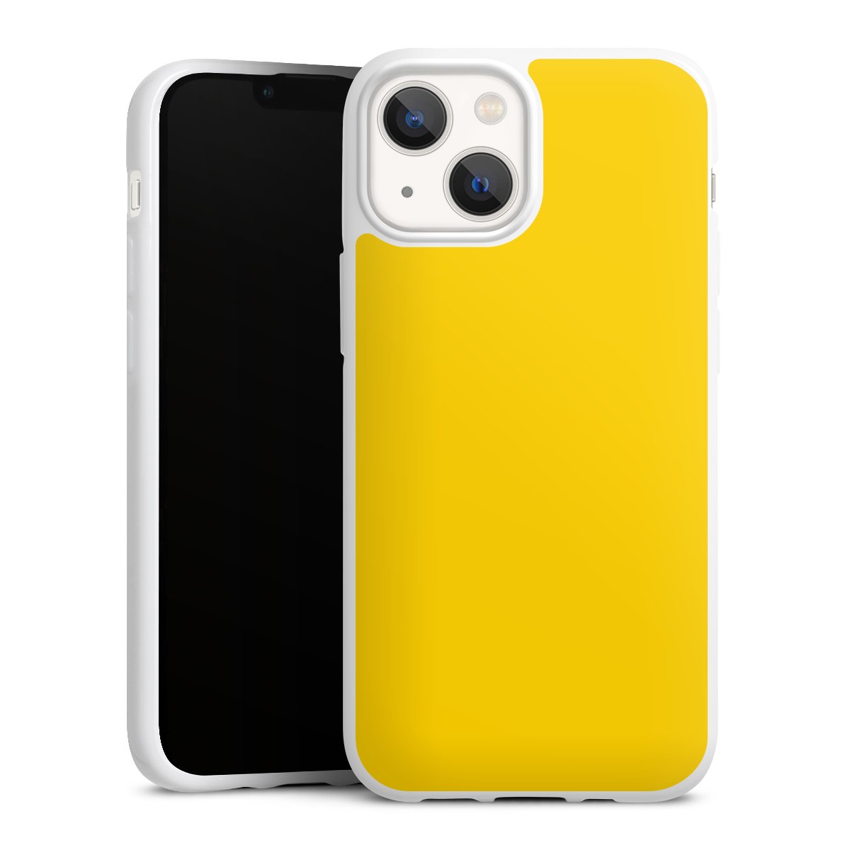 iPhone 13 Mini Handy Silikon Hülle Case weiß Handyhülle Yellow Unicoloured Colour Silikon Case