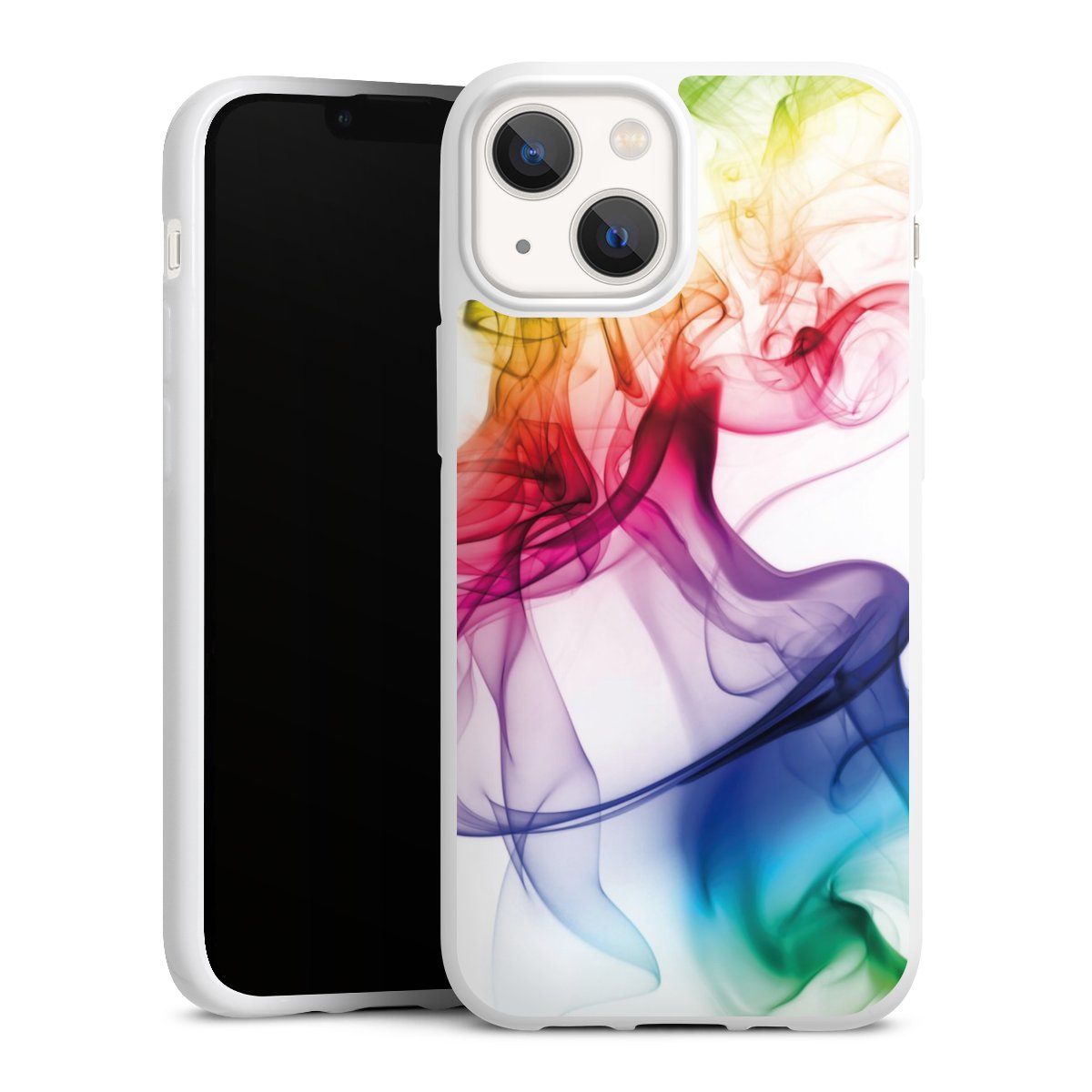 iPhone 13 Mini Handy Silikon Hülle Case weiß Handyhülle Water Colour Rainbow Silikon Case