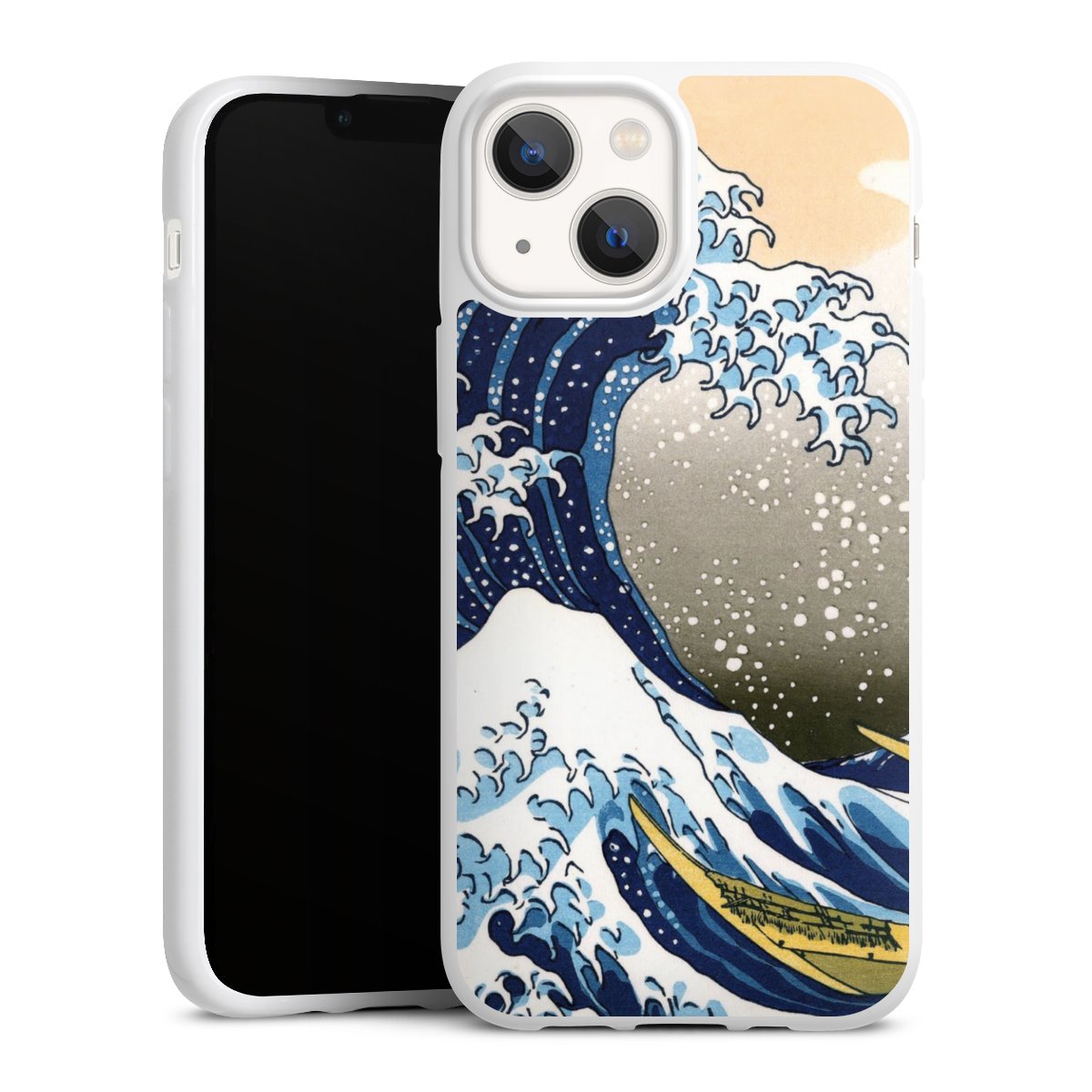 iPhone 13 Mini Handy Silikon Hülle Case weiß Handyhülle Kunst Katsushika Hokusai Die Große Welle Vor Kanagawa Silikon Case