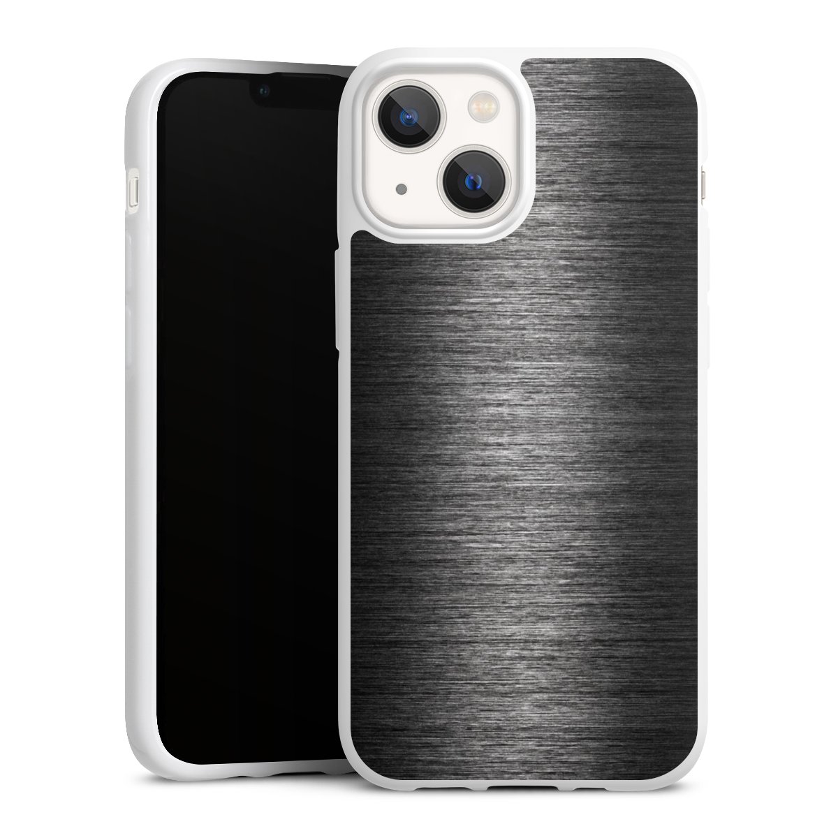 iPhone 13 Mini Handy Silikon Hülle Case weiß Handyhülle Metallic Look Anthracite Metal Silikon Case