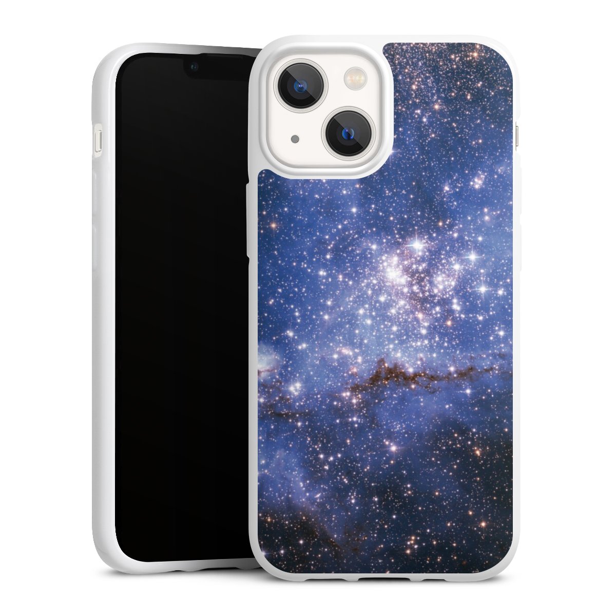 iPhone 13 Mini Handy Silikon Hülle Case weiß Handyhülle Weltall Galaxy Weltraum Silikon Case