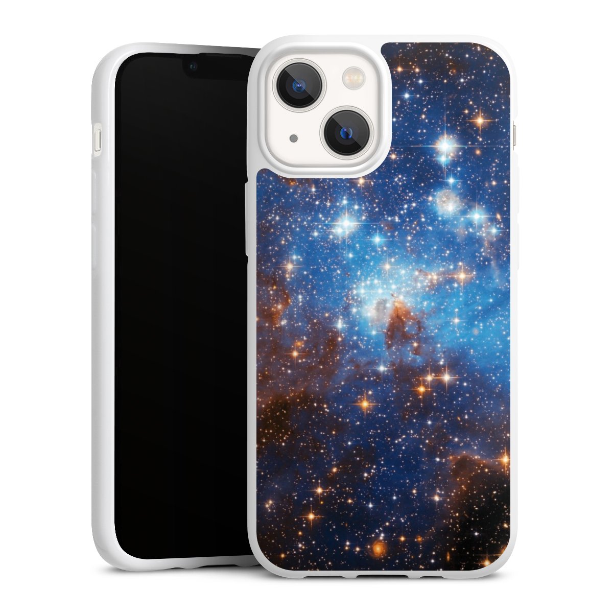 iPhone 13 Mini Handy Silikon Hülle Case weiß Handyhülle Star Weltall Galaxy Silikon Case