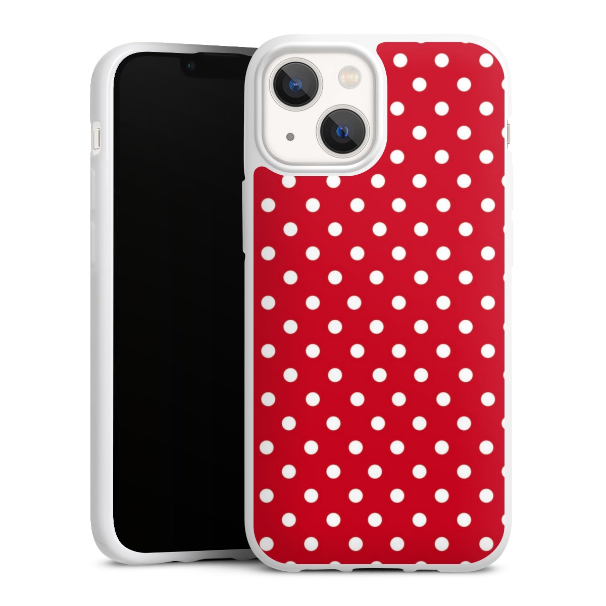 iPhone 13 Mini Handy Silikon Hülle Case weiß Handyhülle Points Polka Dots Retro Silikon Case