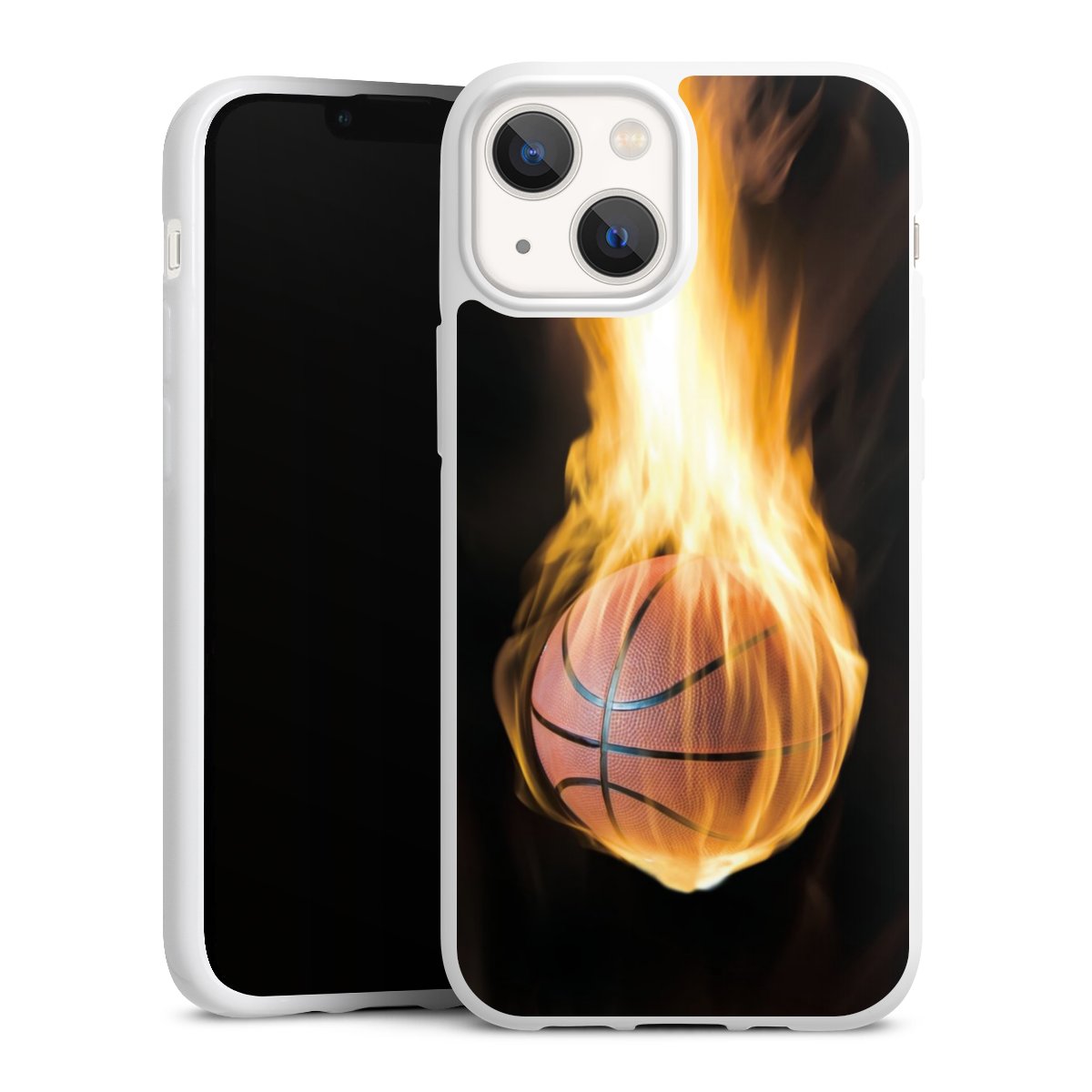 iPhone 13 Mini Handy Silikon Hülle Case weiß Handyhülle Basketball Sports Fire Silikon Case