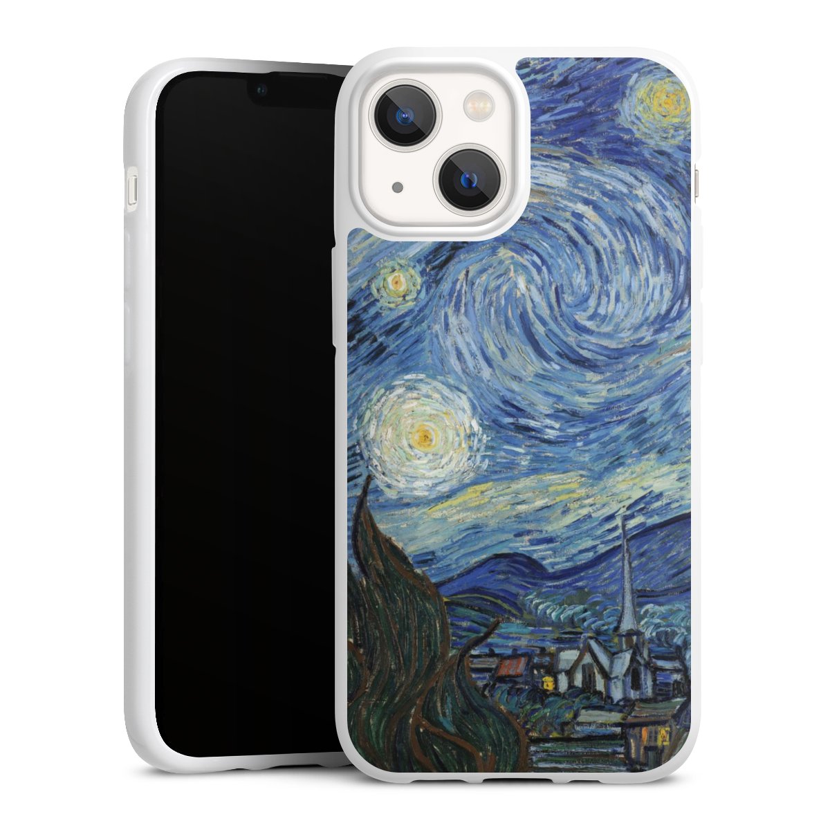 iPhone 13 Mini Handy Silikon Hülle Case weiß Handyhülle The Starry Night Kunst Vincent Van Gogh Silikon Case