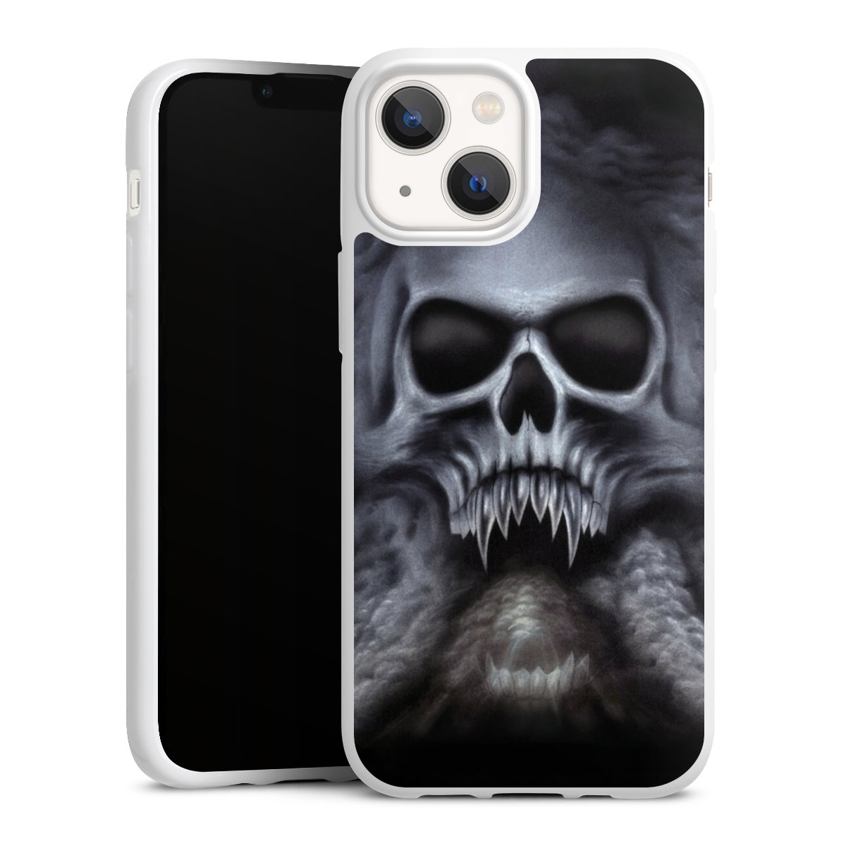 iPhone 13 Mini Handy Silikon Hülle Case weiß Handyhülle Totenkopf Skull Silikon Case