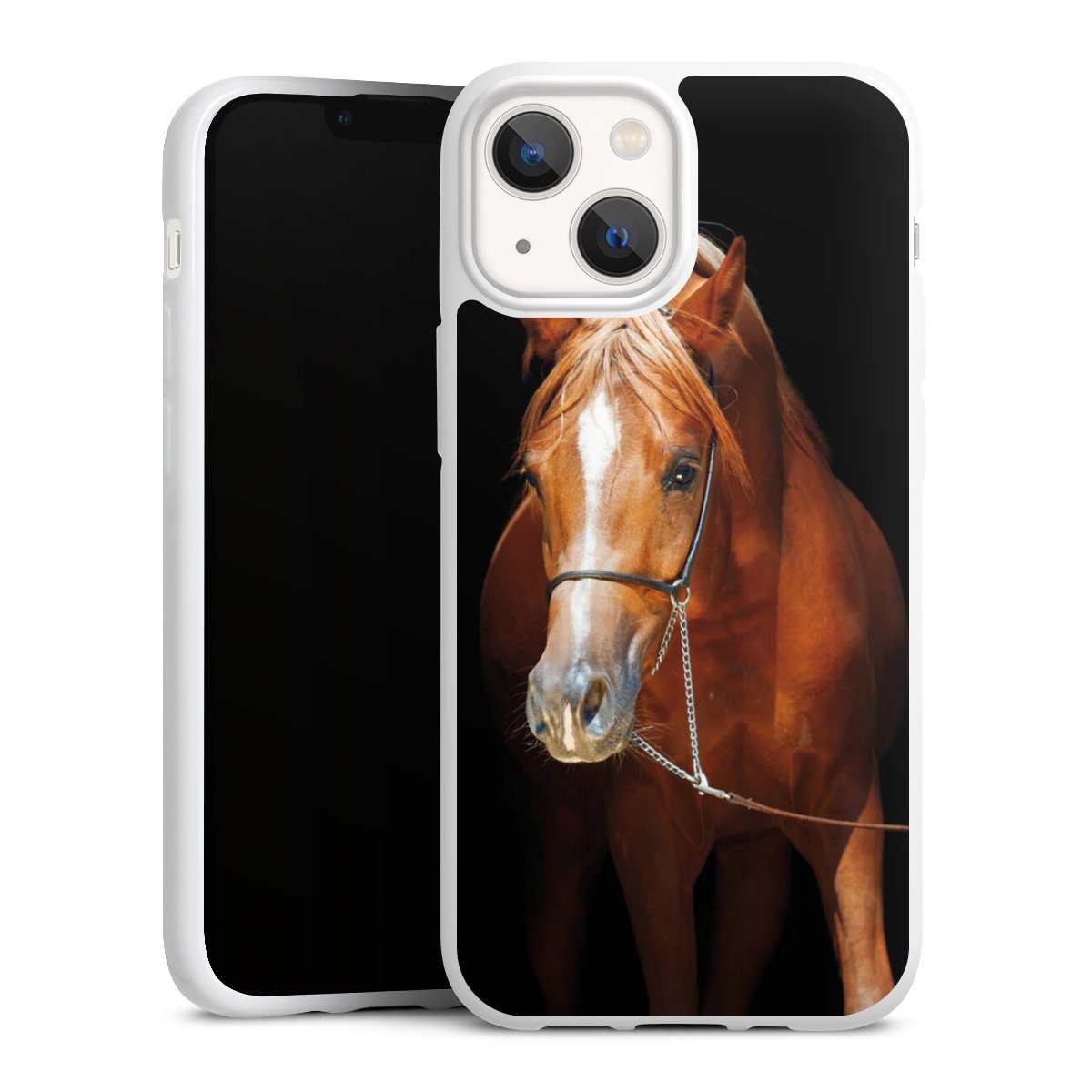 iPhone 13 Mini Handy Silikon Hülle Case weiß Handyhülle Mare Horse Hobby Silikon Case