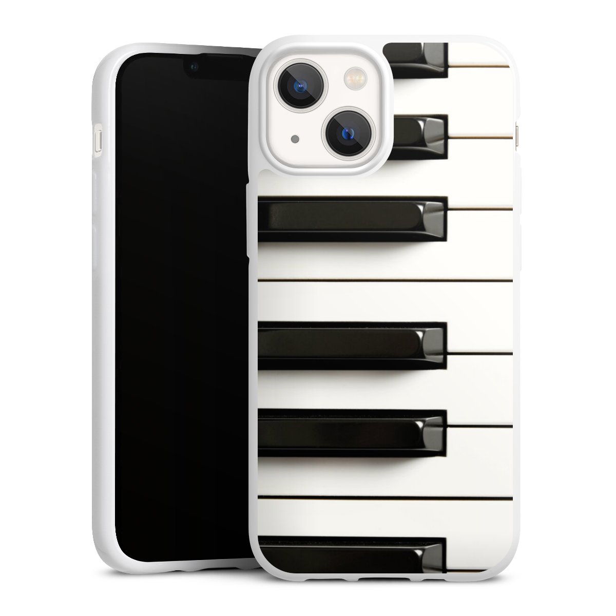 iPhone 13 Mini Handy Silikon Hülle Case weiß Handyhülle Klavier Piano Music Silikon Case