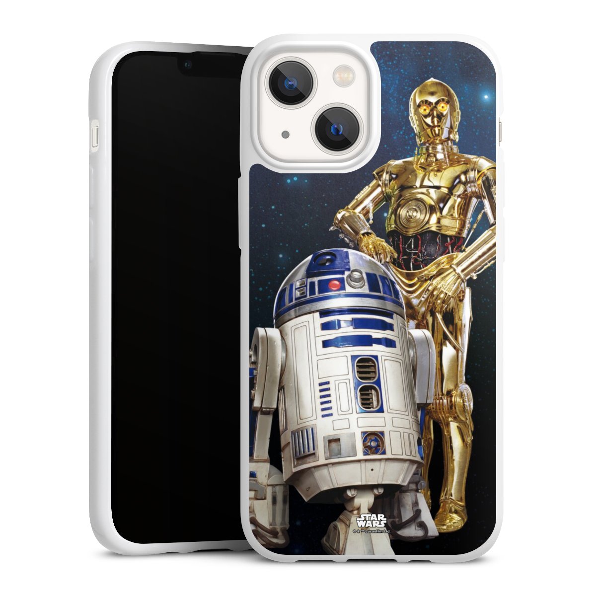 iPhone 13 Mini Handy Silikon Hülle Case weiß Handyhülle Weltall Star Wars R2d2 Silikon Case