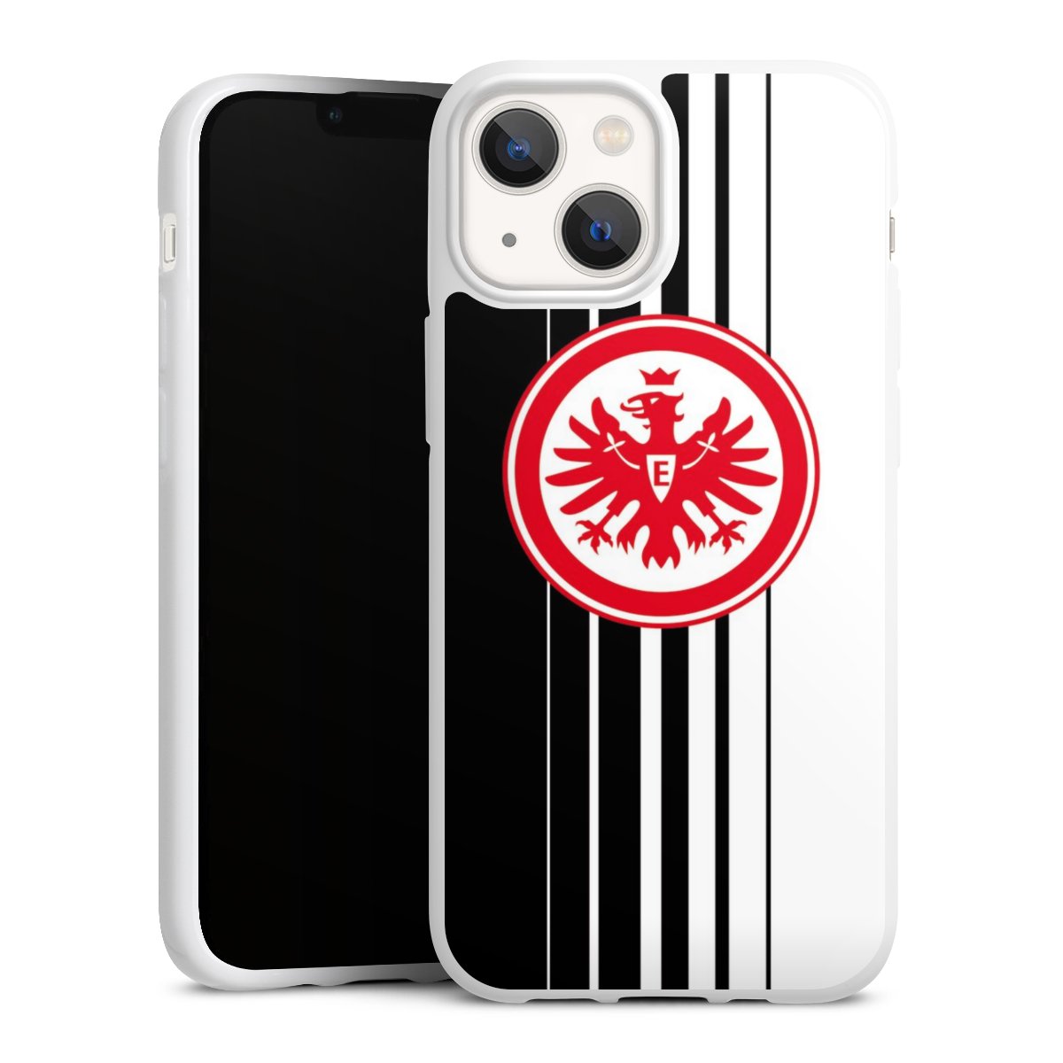 iPhone 13 Mini Handy Silikon Hülle Case weiß Handyhülle Stripes Eintracht Frankfurt Official Licensed Product Silikon Case