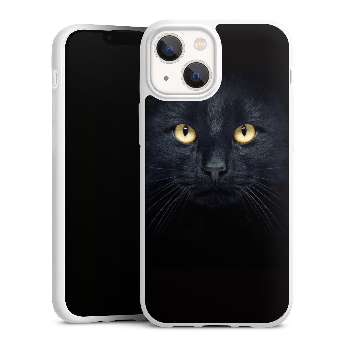 iPhone 13 Mini Handy Silikon Hülle Case weiß Handyhülle Eye Cat Black Silikon Case