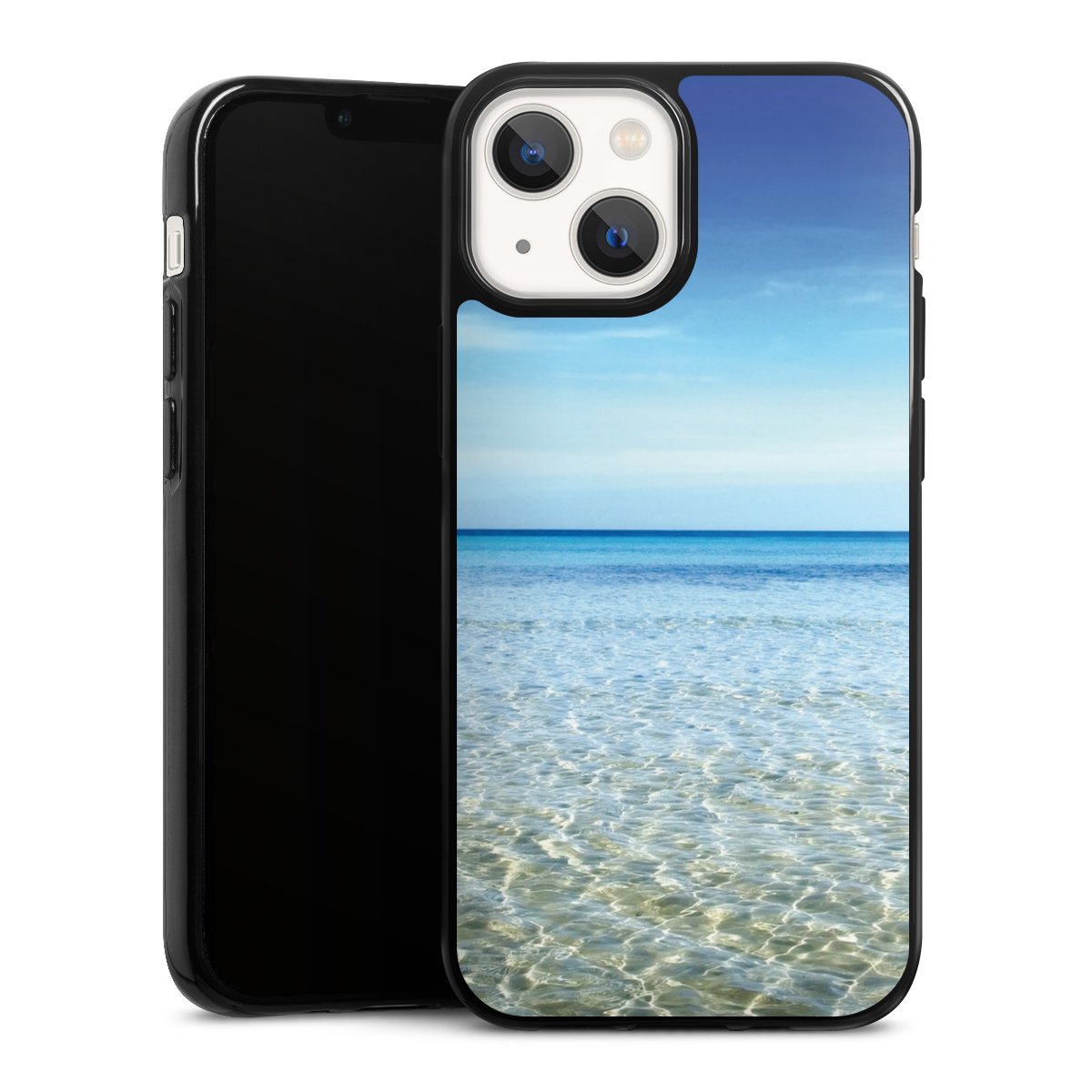 iPhone 13 Mini Handy Silikon Hülle Case schwarz Handyhülle Urlaub Sky Ocean