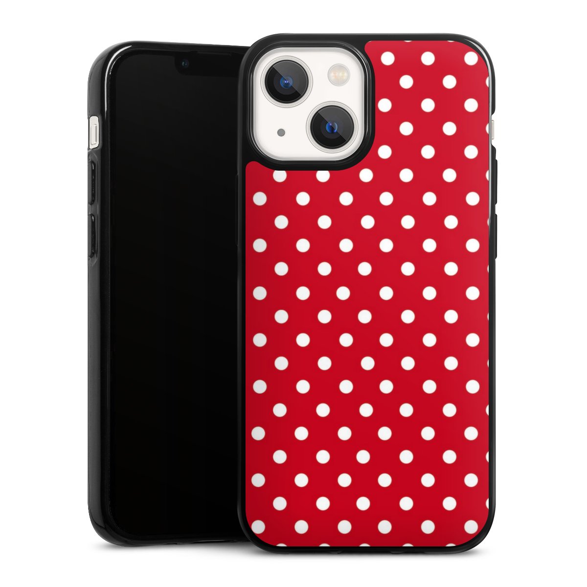 iPhone 13 Mini Handy Silikon Hülle Case schwarz Handyhülle Points Polka Dots Retro