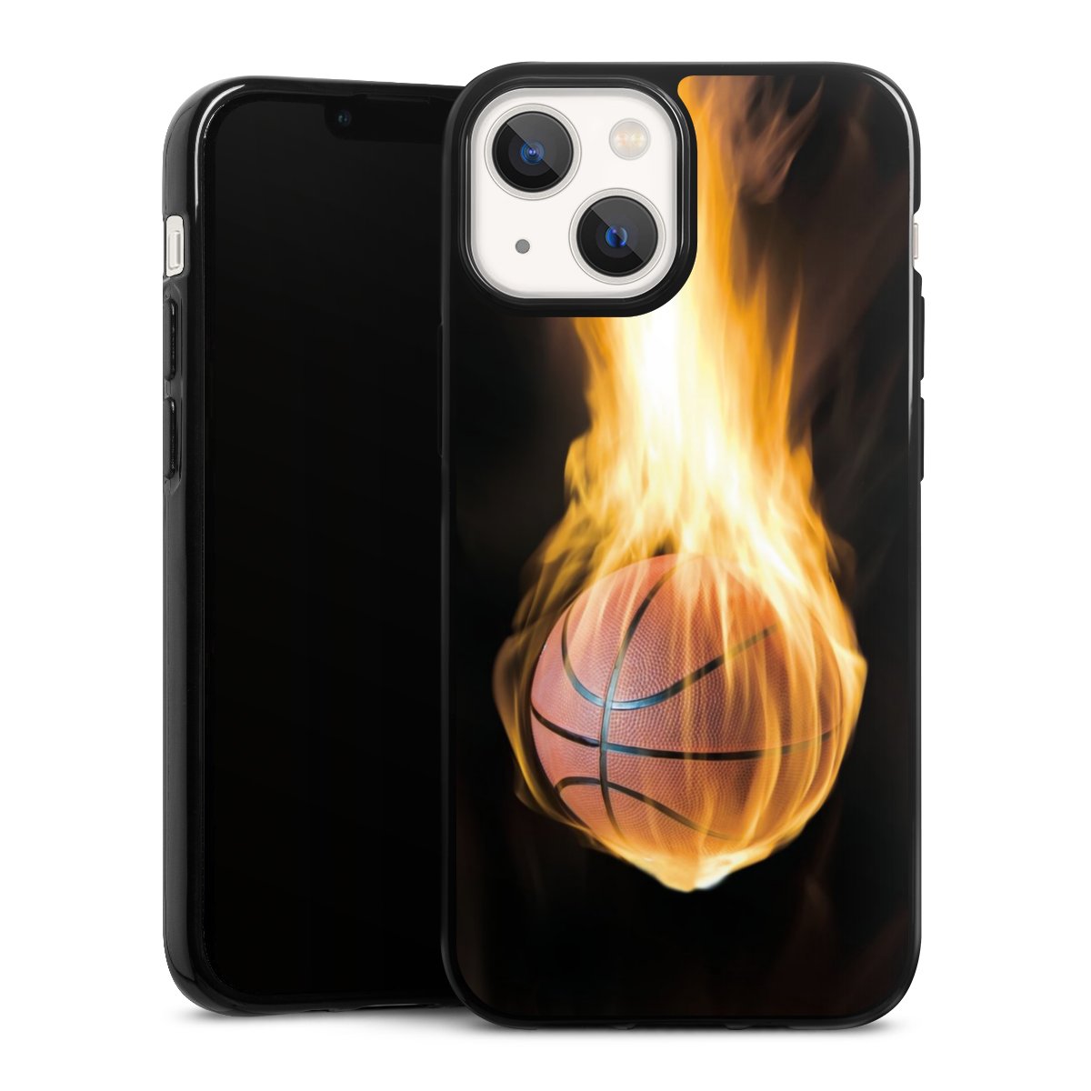 iPhone 13 Mini Handy Silikon Hülle Case schwarz Handyhülle Basketball Sports Fire