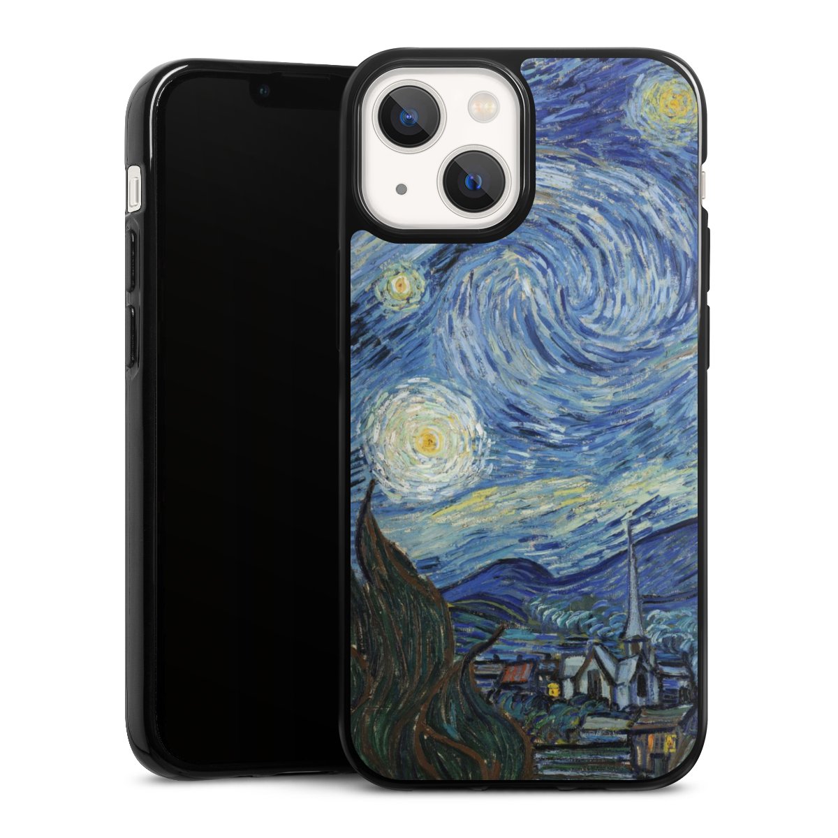 iPhone 13 Mini Handy Silikon Hülle Case schwarz Handyhülle The Starry Night Kunst Vincent Van Gogh