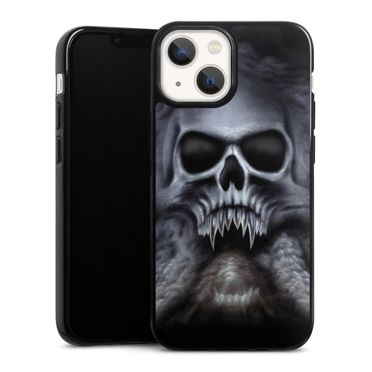 iPhone 13 Mini Handy Silikon Hülle Case schwarz Handyhülle Totenkopf Skull