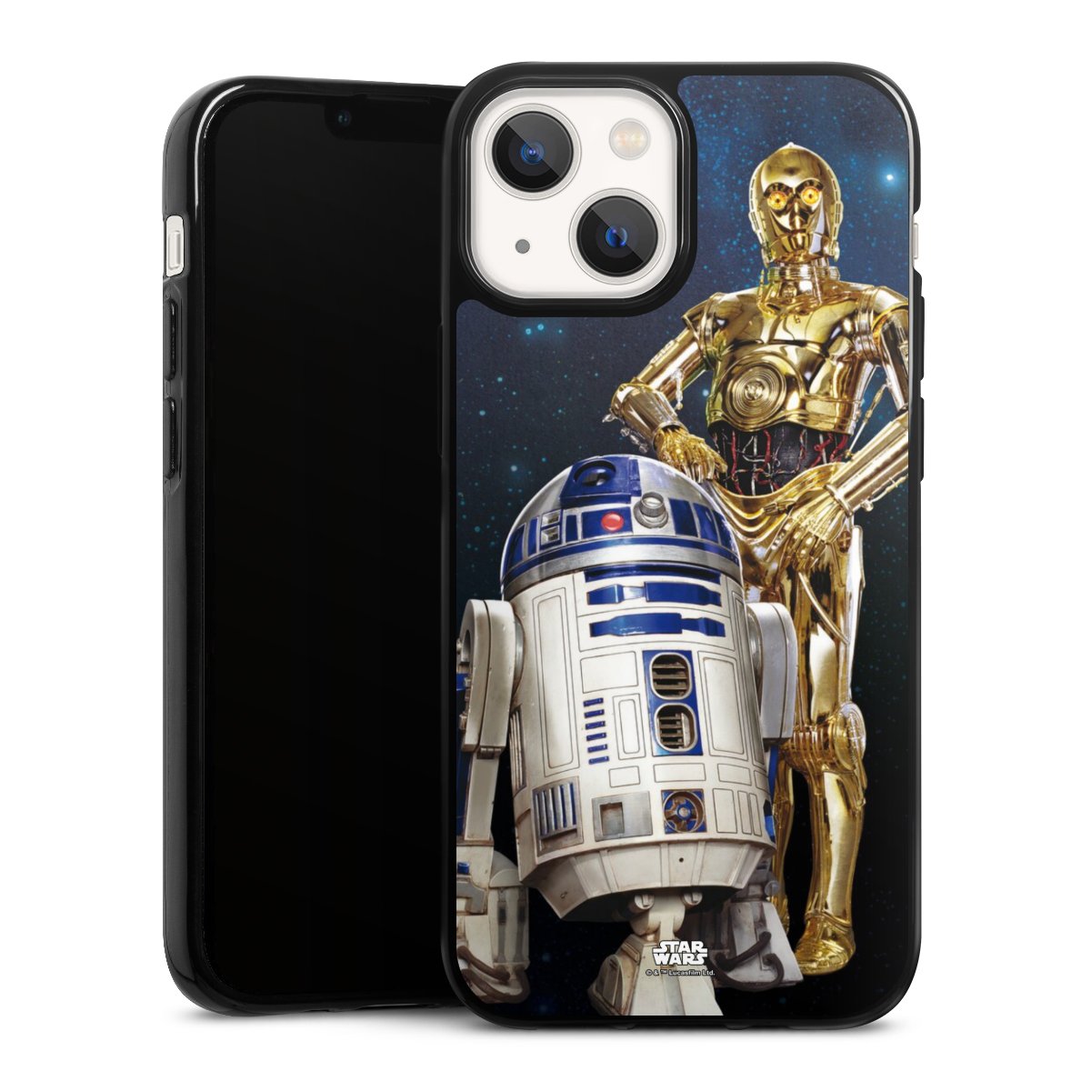 iPhone 13 Mini Handy Silikon Hülle Case schwarz Handyhülle Weltall Star Wars R2d2