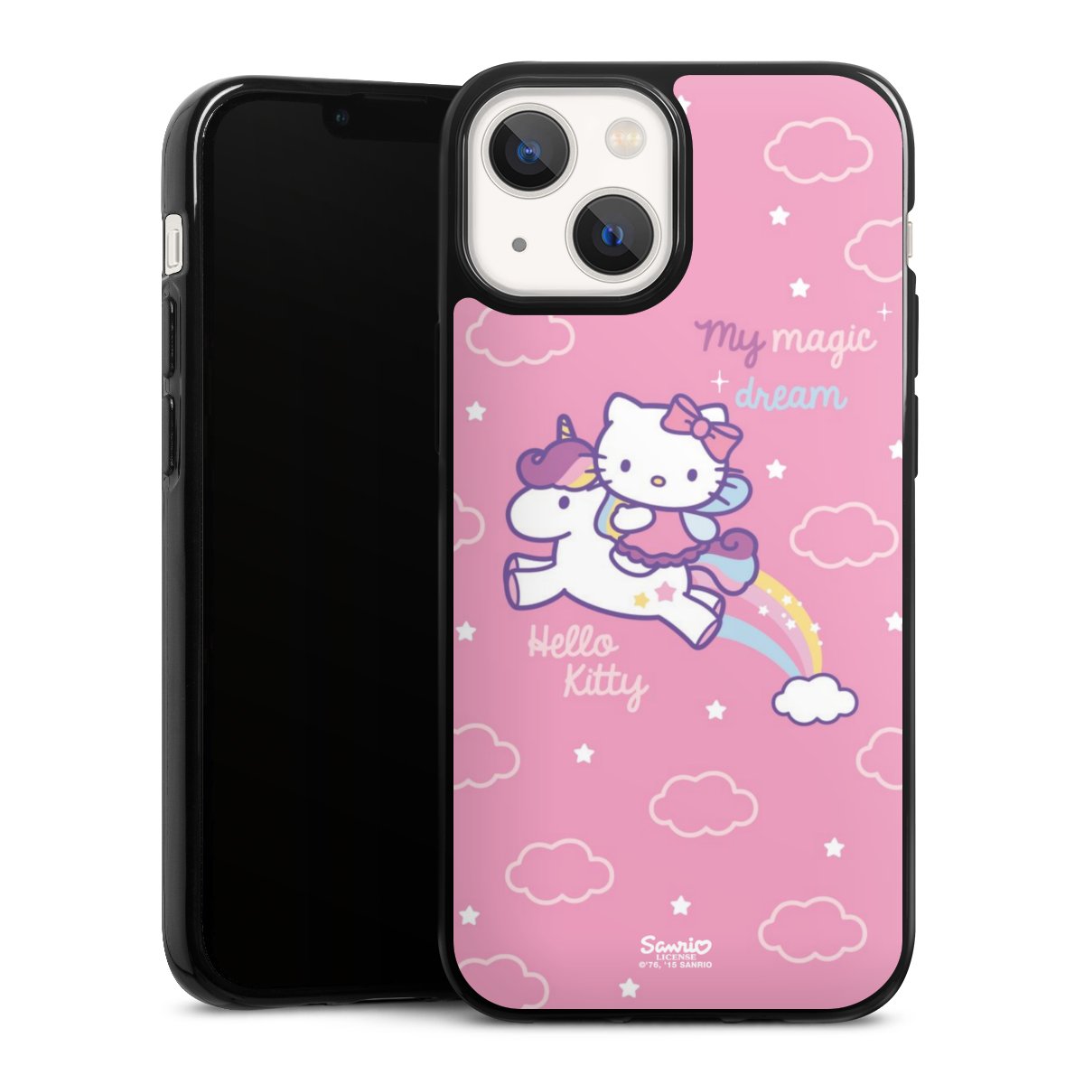 iPhone 13 Mini Handy Silikon Hülle Case schwarz Handyhülle Einhorn Official Licensed Product Hello Kitty